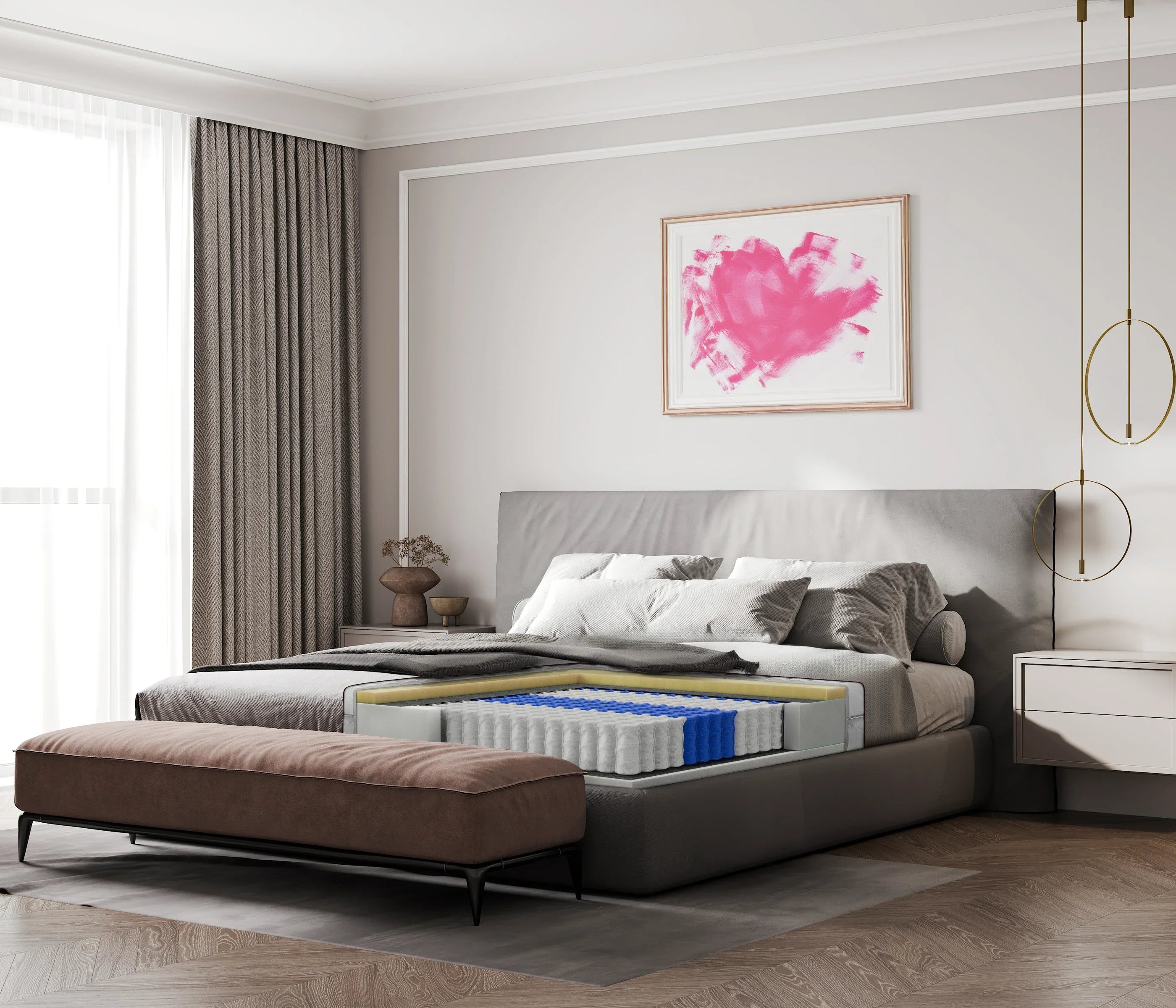 Materac kieszeniowy Chevril Luxsen H3 z lateksem i 7 strefami komfortu o wysokości 19 cm