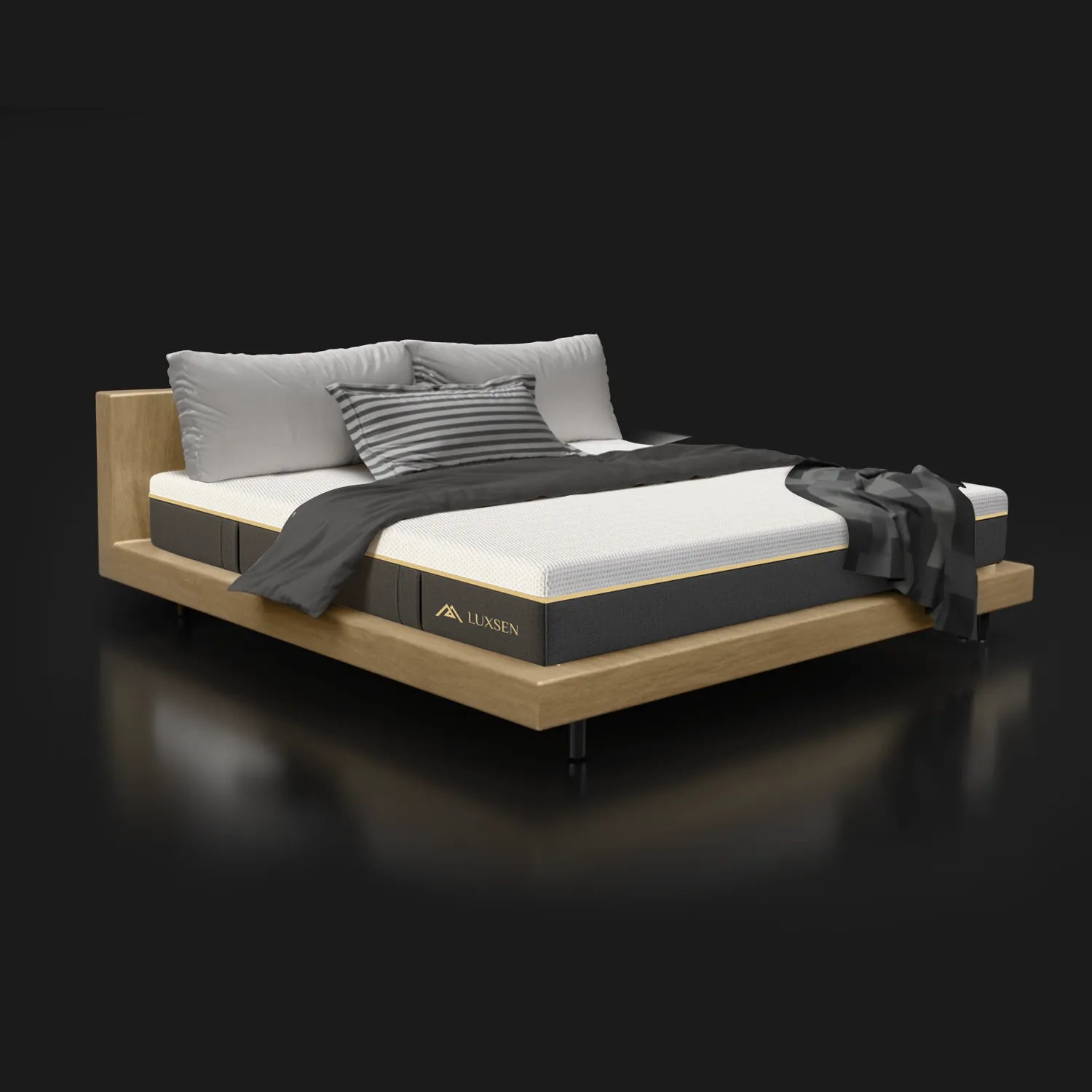 Eleganckie łóżko z materacem Luxsen Premium w nowoczesnej sypialni