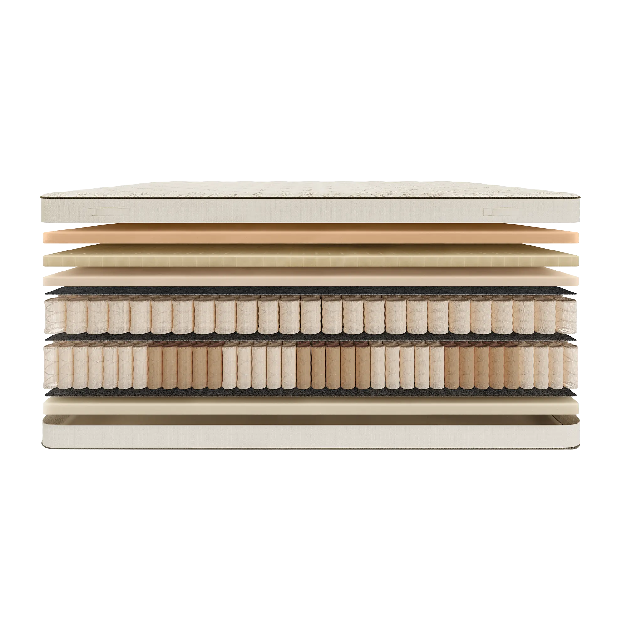 Górne warstwy materaca Silver Luxsen – pokrowiec, pianka VISCO i pianka lateksowa